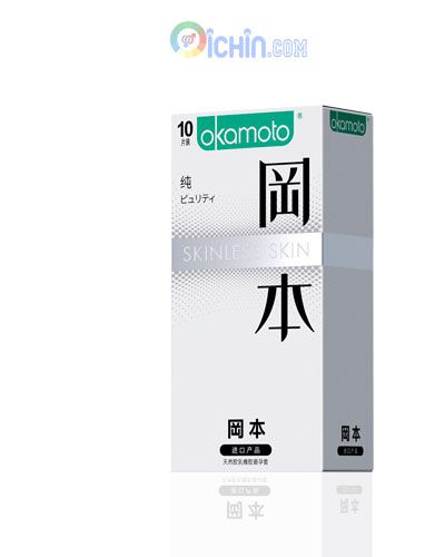 Okamoto Skinless Skin Purity hộp 10 cái bao cao su siêu mỏng an toàn 