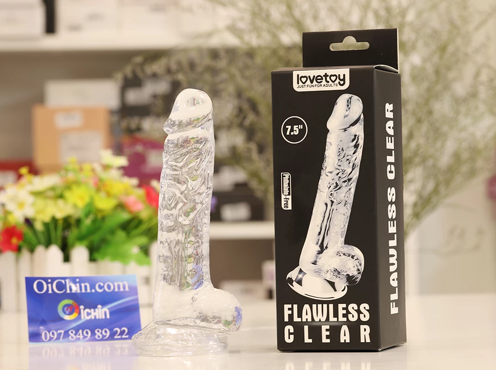 Lovetoy Flawless Clear Dương Vật Giả Silicon Trong Suốt 7.5 Inch