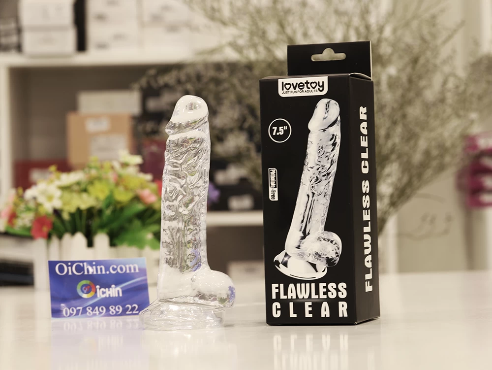 Lovetoy Flawless Clear Dương Vật Giả Silicon Trong Suốt 7.5 Inch