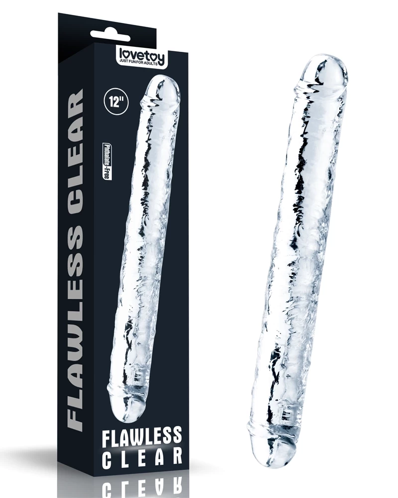 Lovetoy Flawless Clear đôi dương vật trong suốt kích thích mạnh
