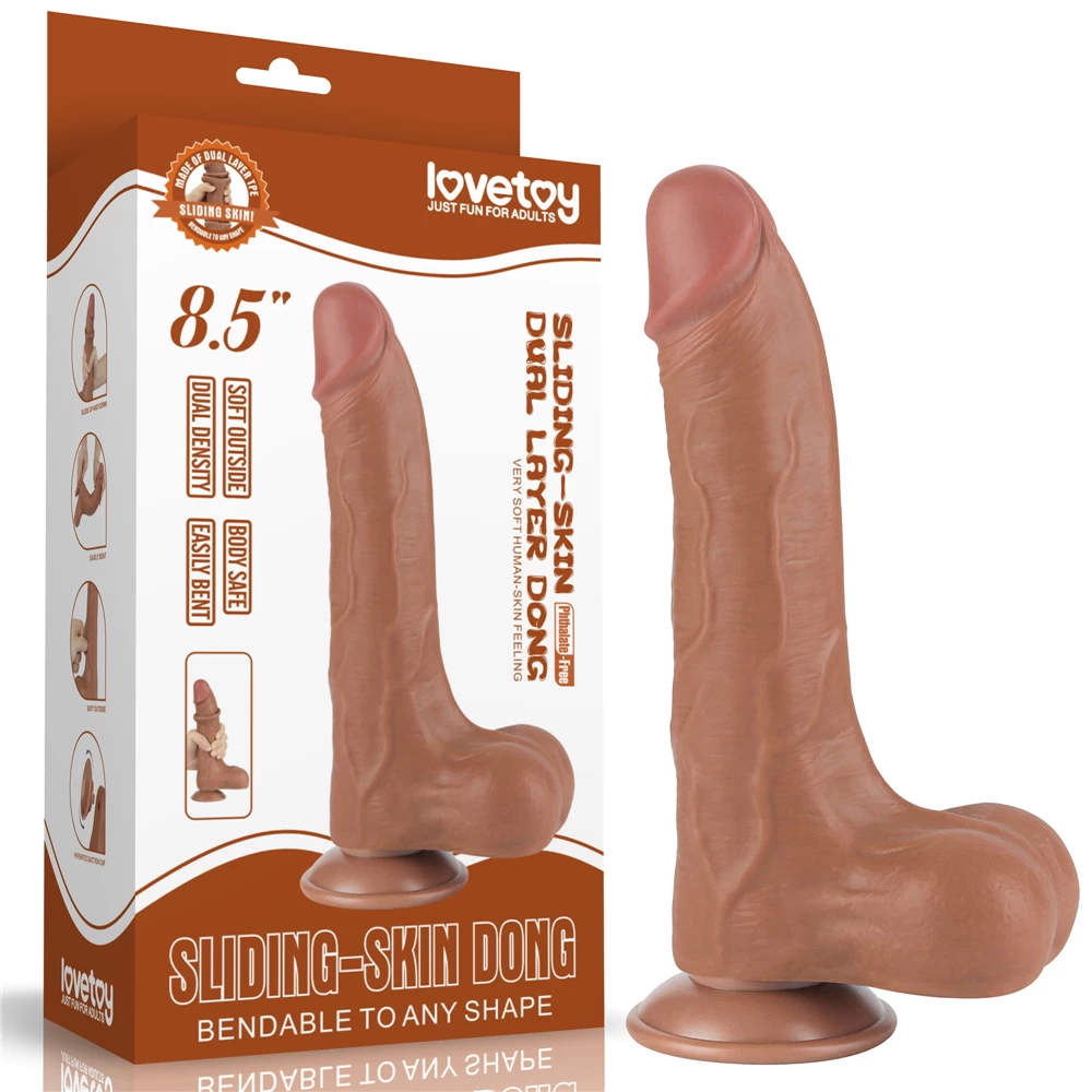 Lovetoy 8.5 inch dương vật 2 lớp tuột da chân thực