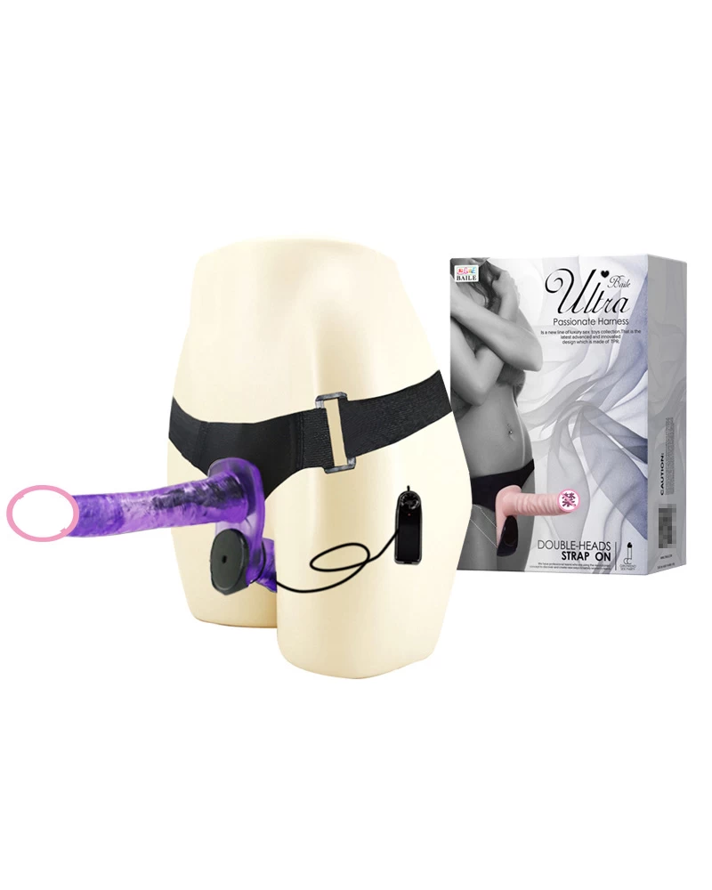 Double-Heads Strap On 2 đầu mềm mịn cho Les giúp lên đỉnh cùng nhau