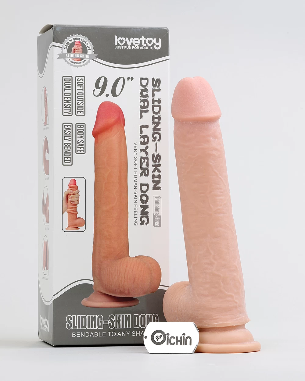 Lovetoy gắn tường 9 inch mềm mịn 2 lớp kéo trượt siêu thực