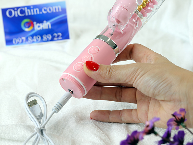 Pink Rabbit Penis rung xoay đa chế độ pin sạc silicon an toàn