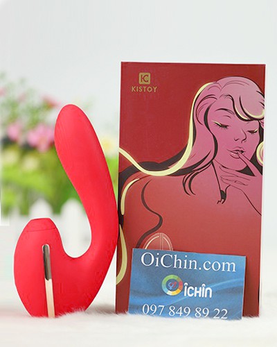 Máy massage tình yêu Kistoy TINA 2 đầu rung hút tỏa nhiệt silicon y tế an toàn