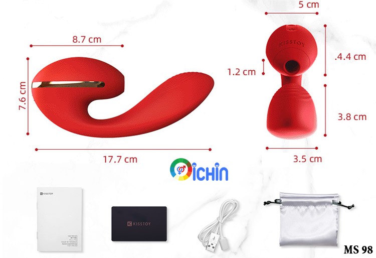 Máy massage tình yêu Kistoy TINA 2 đầu rung hút tỏa nhiệt silicon y tế an toàn