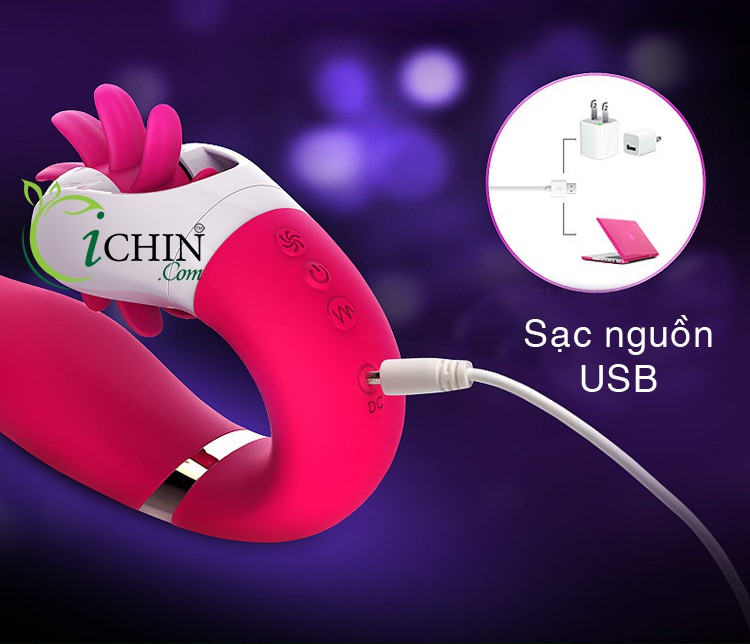 Lưỡi giả rung xoay 12 chế độ tỏa nhiệt làm tình bú liếm cao cấp ABS
