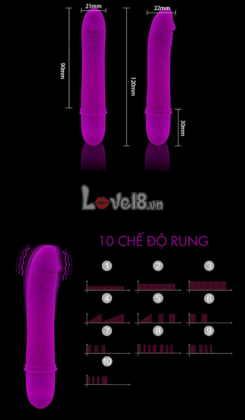 Dương vật có rung Prettylove DV39 tần số rung