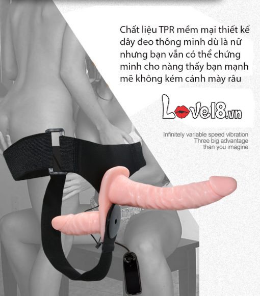Dương vật dây đeo hai đầu có rung Ultra DC65R dành cho les tomboy trans