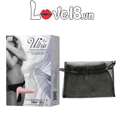 Dương Vật Dây Đeo Hai Đầu Rung Silicone Mềm Mịn ABS Cao Cấp Cho Les 