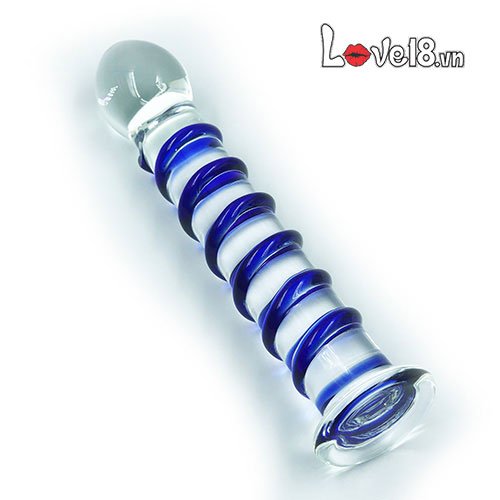 Đồ chơi tình dục thủy tinh xanh gân xoắn kích thích