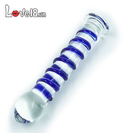Đồ chơi tình dục thủy tinh xanh gân xoắn kích thích