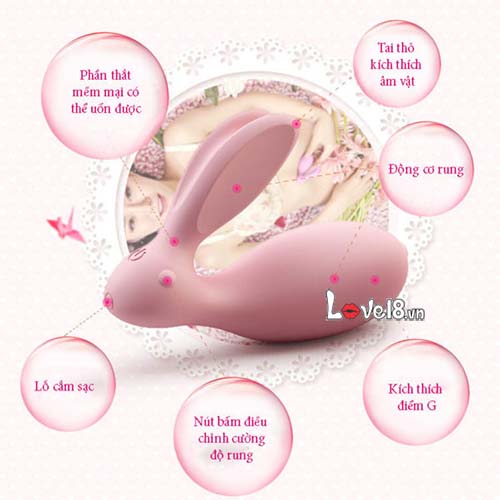 Trứng rung thỏ mini điểm G 8 chế độ êm ái