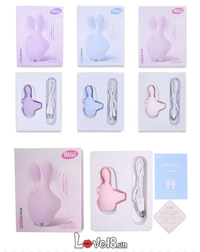 Trứng rung tình yêu Jupin đeo ngón tay, đầu thỏ siêu mềm mại