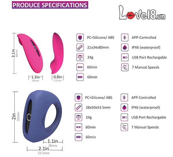 Combo vòng đeo dương vật trứng rung quần lót app điều khiển tiện lợi