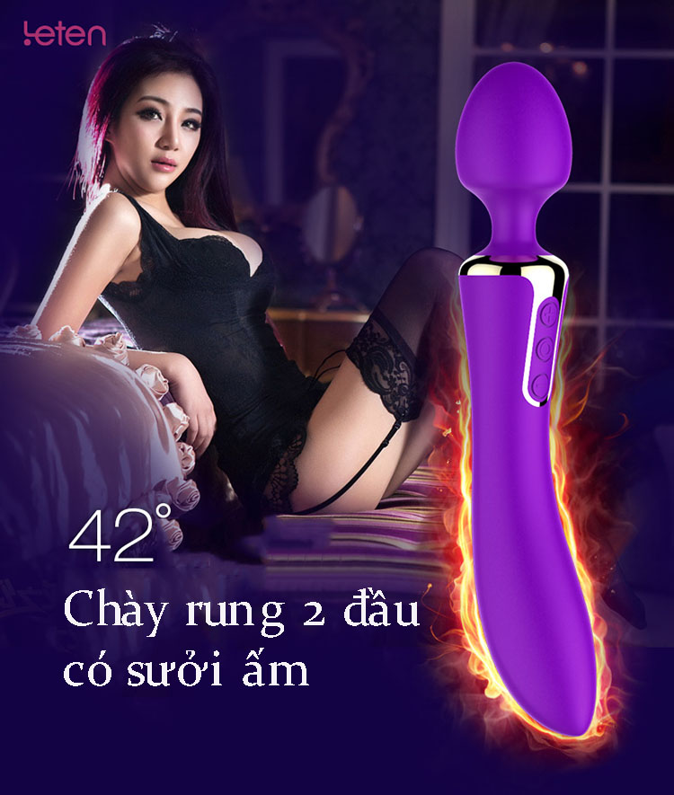 Chày Rung Hai Đầu Cao Cấp Có Sưởi Ấm Leten Felisa (AV11B)