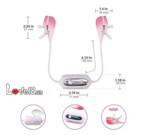 Bộ kẹp nhũ hoa rung Lovense Gemini cao cấp Điều khiển app tiện lợi