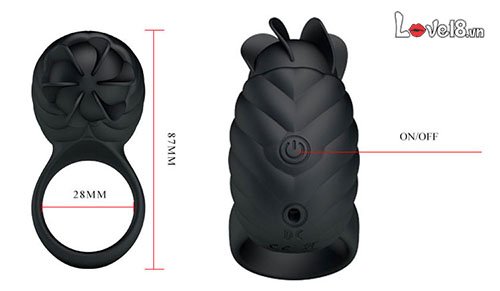 Pretty Love Frances rotating licking vibrating silicone cock ring for men