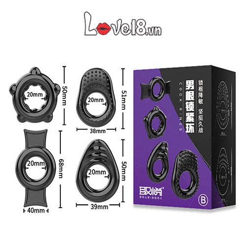 Sỉ Bộ 4 vòng đeo dương vật bằng silicon chống xuất tinh sớm hàng xách tay