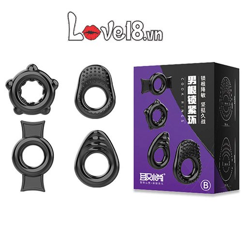 DC60N Silicone 4-Pack Delay Penis Rings Enhancer Set
