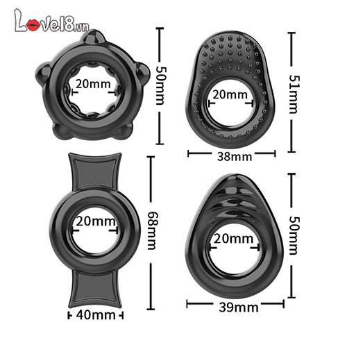 DC60N Silicone 4-Pack Delay Penis Rings Enhancer Set