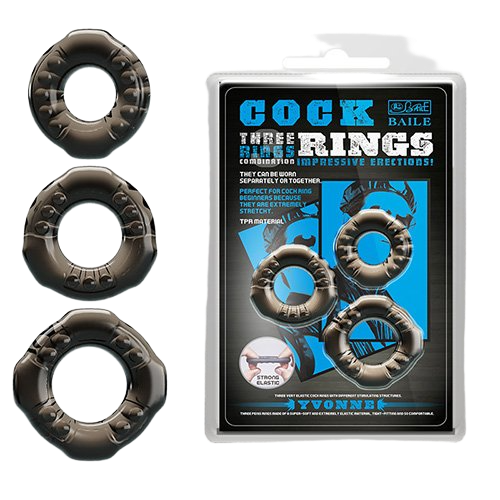 Bộ 3 vòng đeo dương vật Baile Cock Rings Yvonne chống xuất tinh sớm 