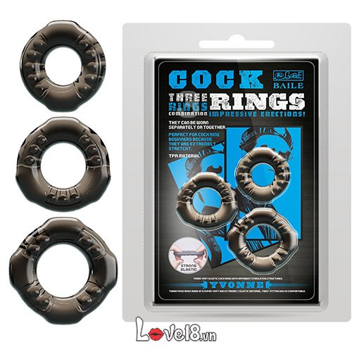 Bộ 3 vòng đeo Baile Cock Rings Yvonne tăng khoái cảm kéo dài