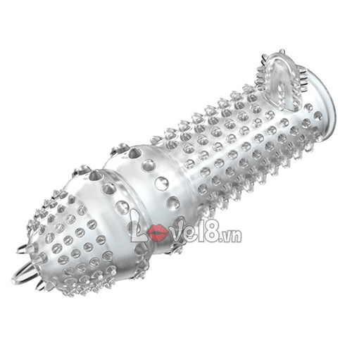 Transparent Super Spiked Sleeve With Extra Branch For Double Stimulation