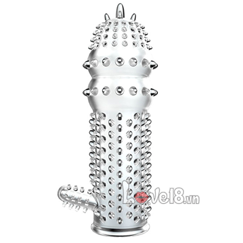 Transparent Super Spiked Sleeve With Extra Branch For Double Stimulation