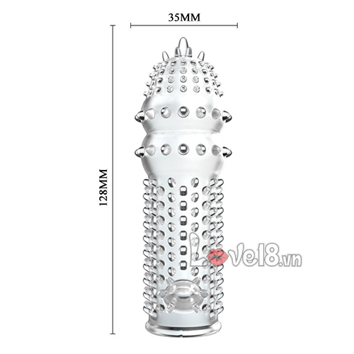 Transparent Super Spiked Sleeve With Extra Branch For Double Stimulation