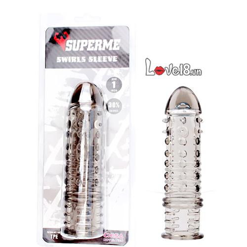 Bao đôn siêu gân gai đen trong suốt kích thích tăng kích thước cương cứng