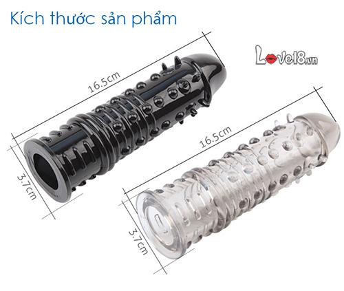 Bao đôn siêu gân gai đen trong suốt kích thích tăng kích thước cương cứng