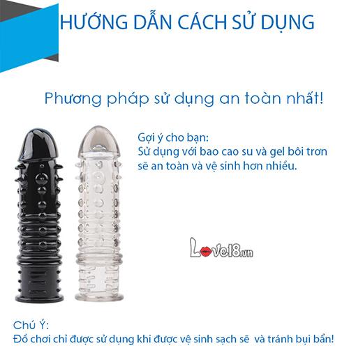 Bao đôn siêu gân gai đen trong suốt kích thích tăng kích thước cương cứng
