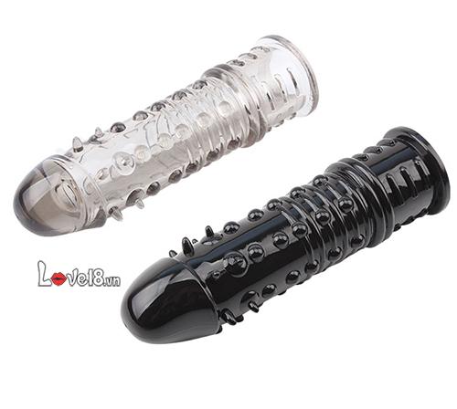 Bao đôn siêu gân gai đen trong suốt kích thích tăng kích thước cương cứng