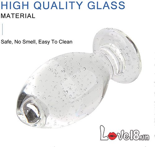 Phích cắm hậu môn thủy tinh siêu to hình giọt nước kích thích mạnh