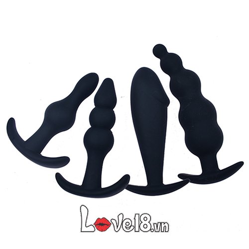 Bộ dụng cụ kích thích hậu môn 4 món silicone cho gay thỏa mãn 
