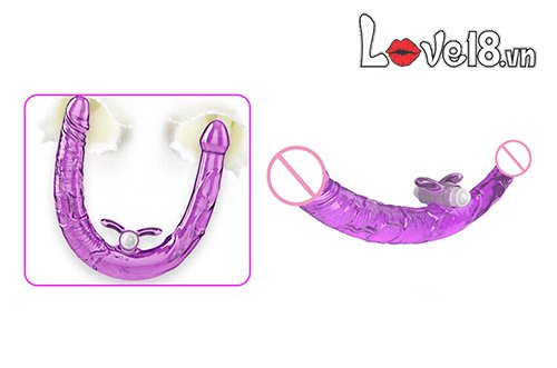 Double-Ended Vibrating Silicone Strap-On Lesbian Toy Pleasure