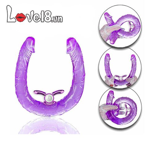 Dương vật giả 2 đầu bướm rung massage âm vật độc đáo 