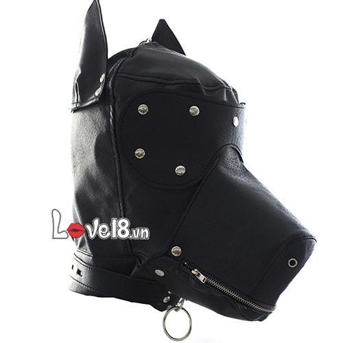 Wolf Dog Head Lock Mouth BDSM Mask PU Leather Durable