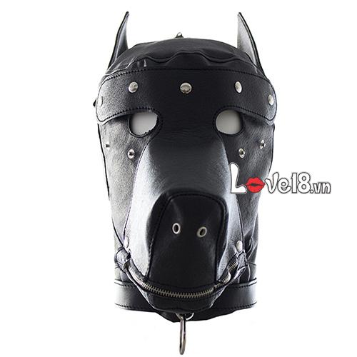 Wolf Dog Head Lock Mouth BDSM Mask PU Leather Durable