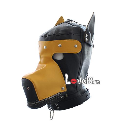 Wolf Dog Head Lock Mouth BDSM Mask PU Leather Durable