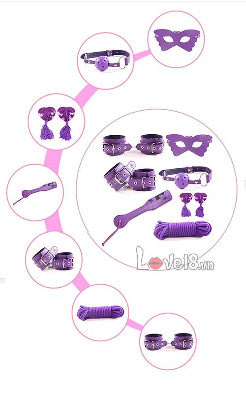 Bộ đồ chơi bạo dâm tím 8 món cao cấp kích thích mạnh mẽ