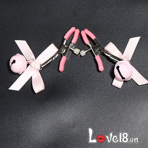 Bộ kẹp vú bạo dâm có lục lạc đính nơ BZ09E chất lượng