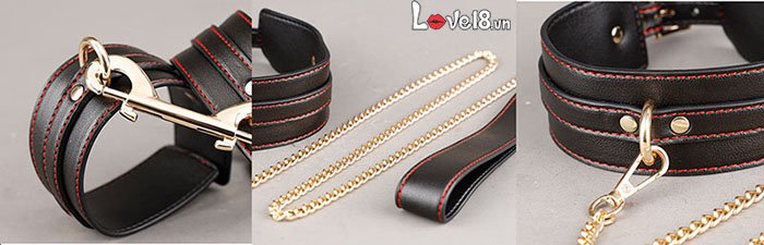 Bộ Dụng Cụ Bạo Dâm Da PU Cao Cấp Màu Đỏ Đen - Kích Thích