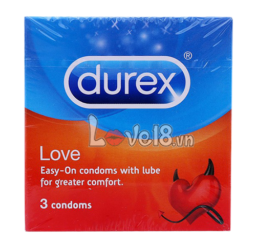 Bao cao su nhiều chất bôi trơn Durex Love mỏng chống tuột ngừa thai 
