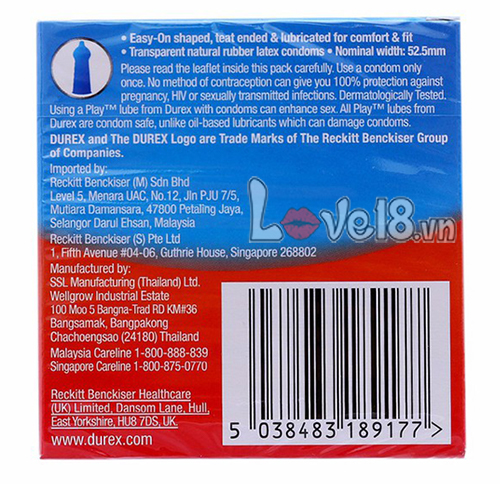 Durex Love Ultra Thin Lubricated Condom 3 Pack UK Origin