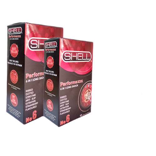 Bao cao su Shell Premium 6in1 hương dâu kéo dài chống tuột 