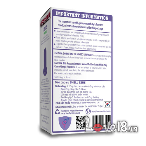 Shell Zeus Ultra Thin Korean Condoms with Lubricant 10pcs