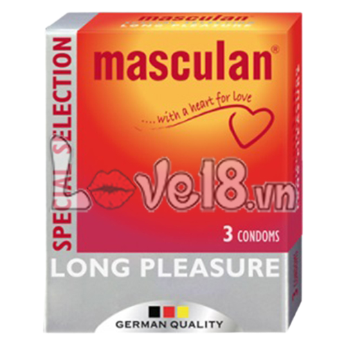 Bao cao su kéo dài Masculan hộp 3 cái, chống xuất tinh sớm, an toàn 