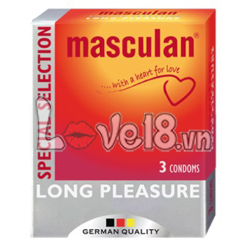 Masculan Prolonging Condoms Pack 3 Long Lasting Delay Ultra Thin 18cm